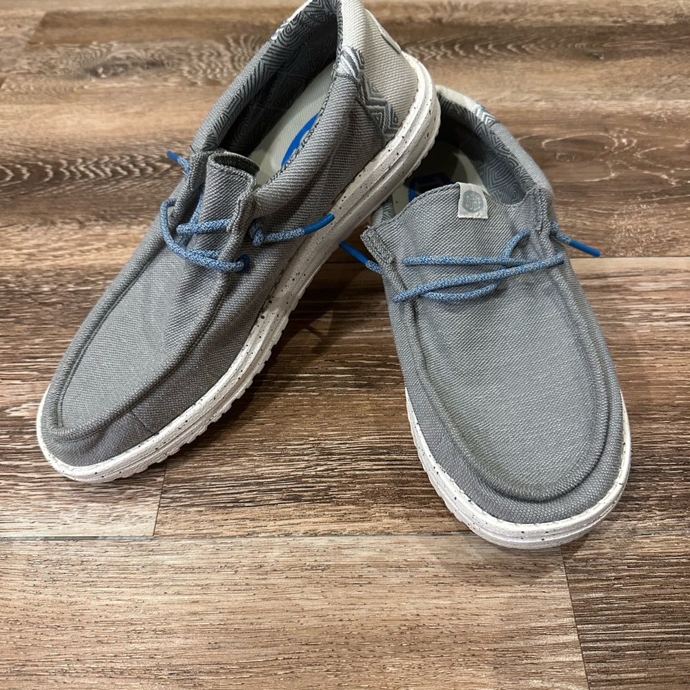 Hey Dude Gray and Blue Slip-On Loafers with Cushioned Sole